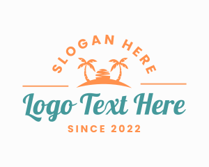 Vacation - Sunset Island Wordmark logo design