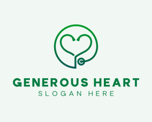 Medical Heart Stethoscope logo design