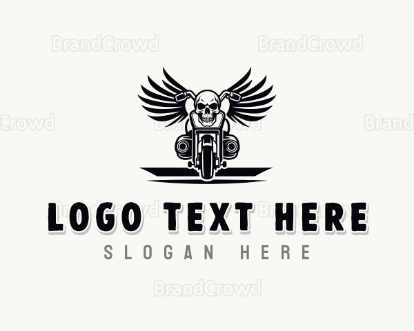 Skull Biker Gang Wings Logo