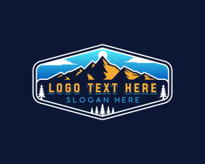 Camping - Mountains Scenery Badge logo design