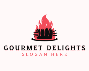 Flame Roast Pork logo design