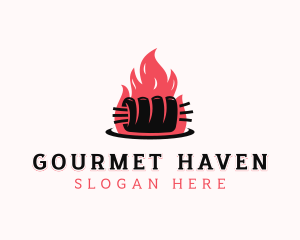 Flame Roast Pork logo design