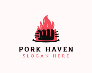 Flame Roast Pork logo design