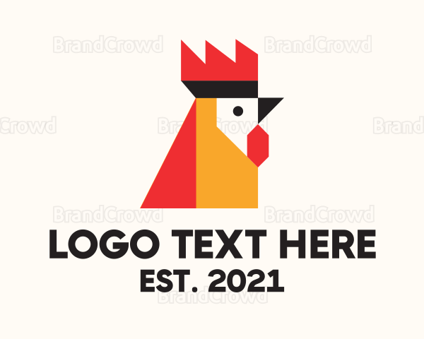 Geometric Rooster Head Logo