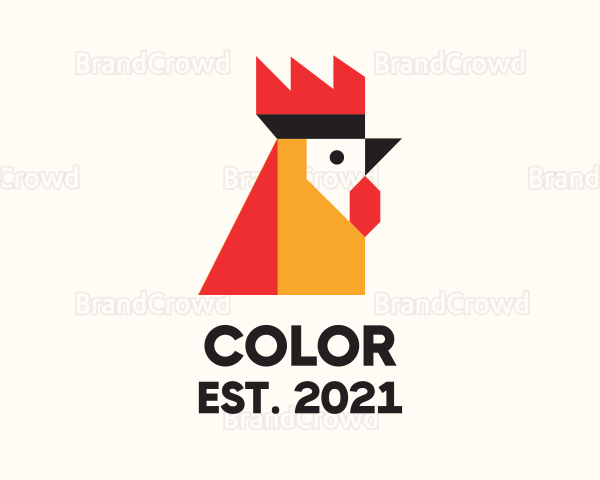 Geometric Rooster Head Logo