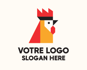 Geometric Rooster Head Logo