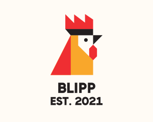 Animal - Geometric Rooster Head logo design