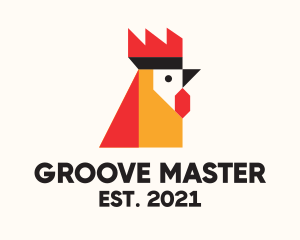 Poultry Farm - Geometric Rooster Head logo design