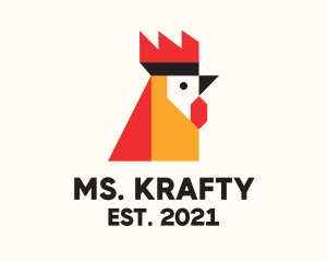 Chick - Geometric Rooster Head logo design