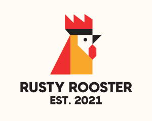 Geometric Rooster Head logo design