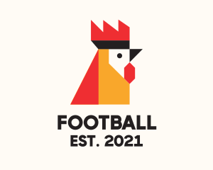 Fried Chicken - Geometric Rooster Head logo design