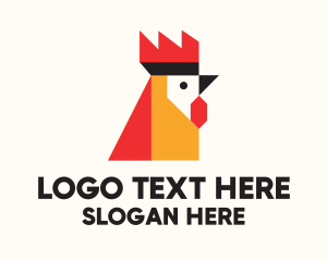 Geometric Rooster Head Logo