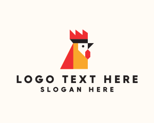 Geometric Rooster Head Logo