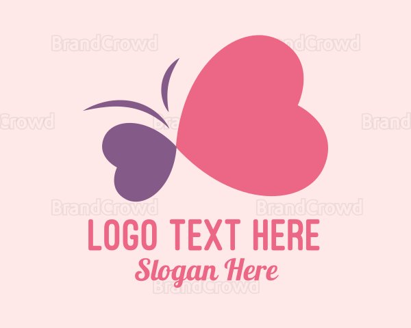 Simple Romantic Heart Butterfly Logo