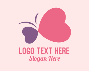 Pink And Purple - Simple Romantic Heart Butterfly logo design