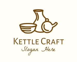 Kettle - Brown Ceramic Homeware logo design