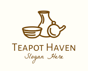 Teapot - Brown Ceramic Homeware logo design