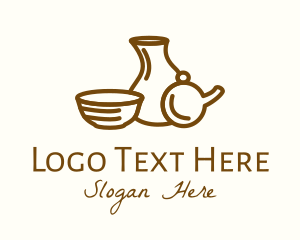 Teapot - Brown Ceramic Homeware logo design