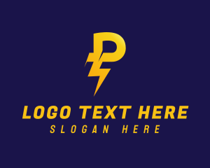 Trainer - Lightning Power Letter P logo design