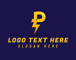 Lightning Power Letter P logo design