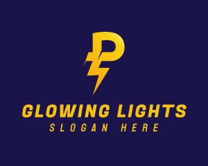 Lights - Lightning Power Letter P logo design