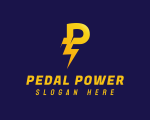 Lightning Power Letter P logo design