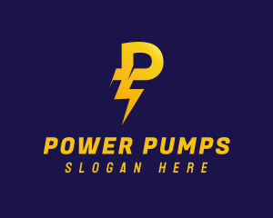 Lightning Power Letter P logo design