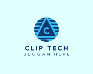 Cyber Tech Triangle logo design