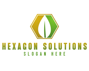 Herbal Leaf Hexagon logo design