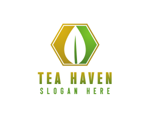 Herbal Leaf Hexagon logo design