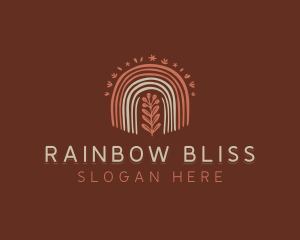 Flower Plant Boho Rainbow logo design