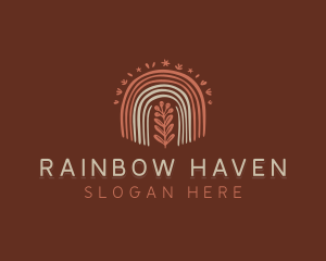 Flower Plant Boho Rainbow logo design