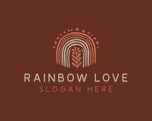 Flower Plant Boho Rainbow logo design