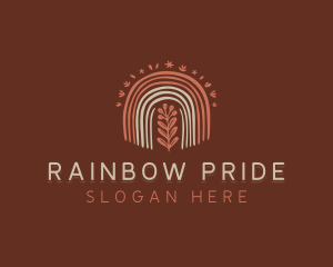 Flower Plant Boho Rainbow logo design