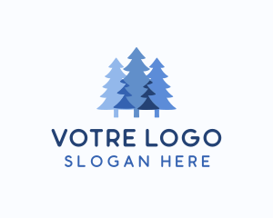 Blue - Winter Pine Tree logo design