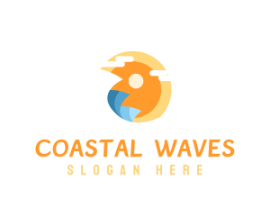 Sun Surfing Waves  logo design