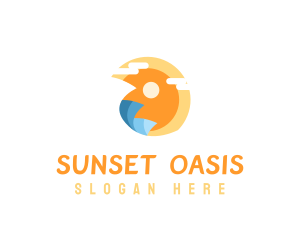 Sun Surfing Waves  logo design