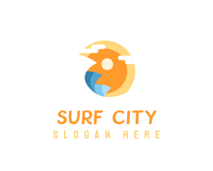 Sun Surfing Waves  logo design