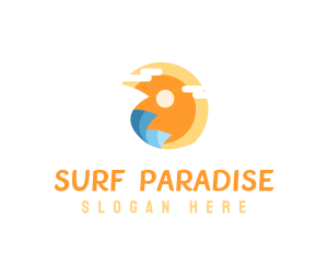 Sun Surfing Waves  logo design