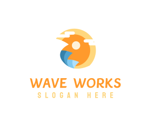 Sun Surfing Waves  logo design