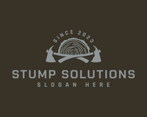 Stump - Axe Lumberjack Log logo design