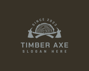 Axe Lumberjack Log logo design