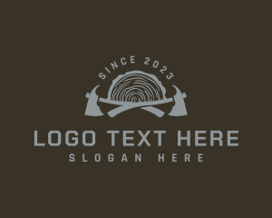 Tool - Axe Lumberjack Log logo design