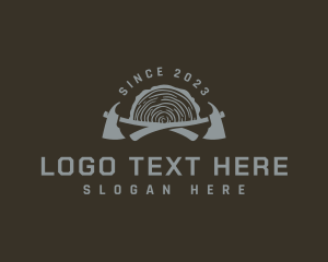 Axe Lumberjack Log Logo