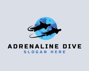 Skydive - Wing Suit Flight Planet logo design