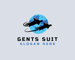 Wing Suit Flight Planet logo design