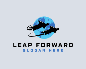 Jump - Wing Suit Flight Planet logo design