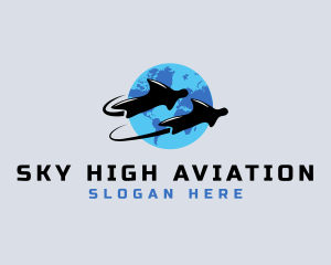 Wing Suit Flight Planet logo design