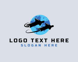 Skydive - Wing Suit Flight Planet logo design