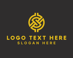 Exchange - Golden Crypto Letter S logo design